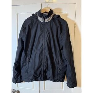 London Fog Collection‎ Men Medium Black Lined Full Zip Windbreaker Jacket Golf
